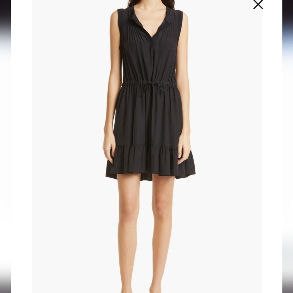 Black Lannah Tie Waist Silk Dress - Picture 2 of 13